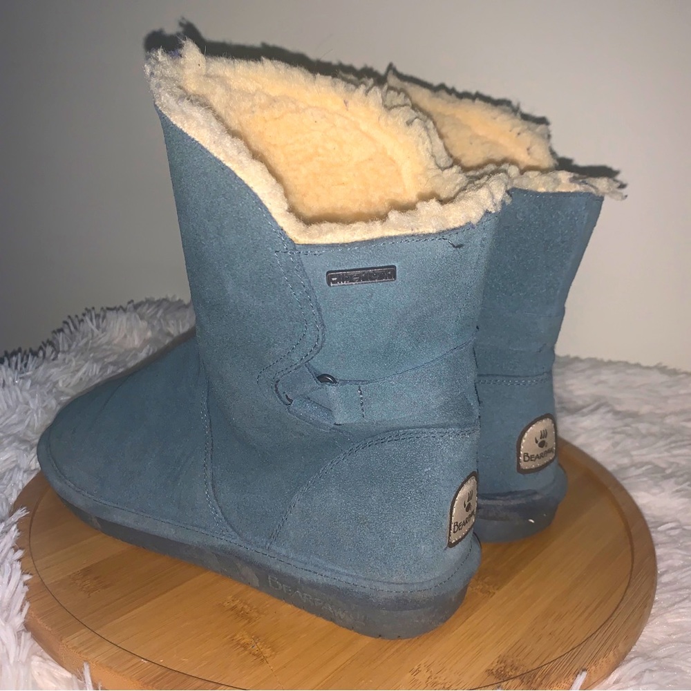 BearPaw Blue Ankle Boots with Cream Lining VGUC